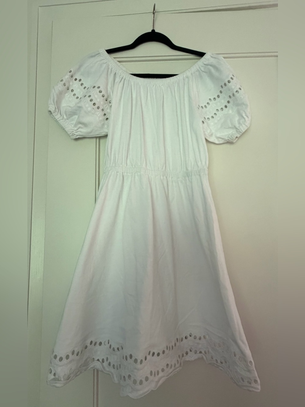 Kate Spade Fresh White Scallop Border Knit A Line Pull On Cotton Dress (Small)